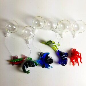 6 PCS Aquarium Floating Ornamental Fish Octopus Frog Decoration Handblown IT Set